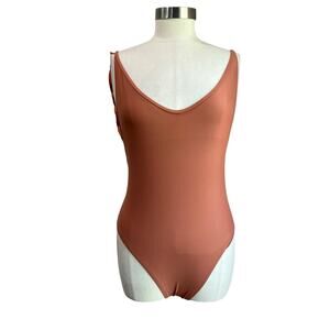 Aerie Ruffle Low Back One Piece Tan Terracotta One Piece Bathing Suit Size L